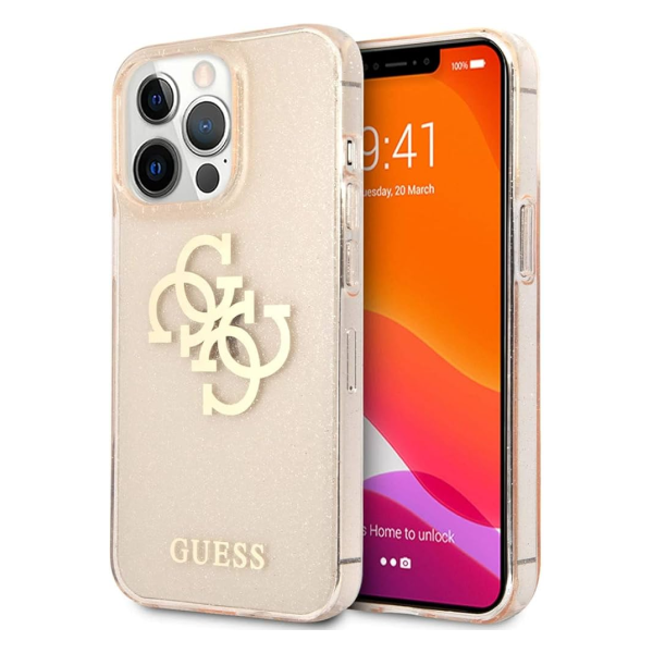 IPHONE 13 GUESS GLITTER GOLD